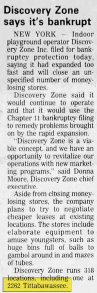 Discovery Zone - Mar 25 1996 Article (newer photo)